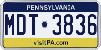 PA license plate MDT3836