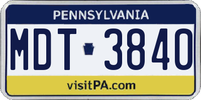 PA license plate MDT3840