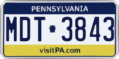 PA license plate MDT3843