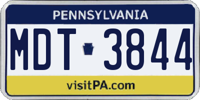 PA license plate MDT3844