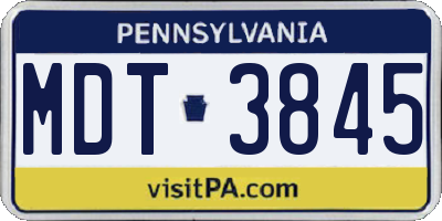 PA license plate MDT3845