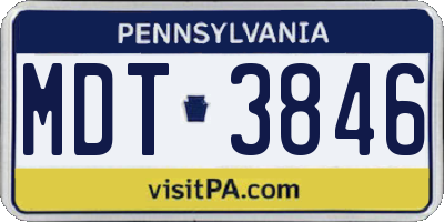 PA license plate MDT3846