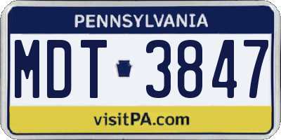 PA license plate MDT3847
