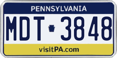 PA license plate MDT3848