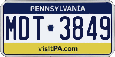 PA license plate MDT3849
