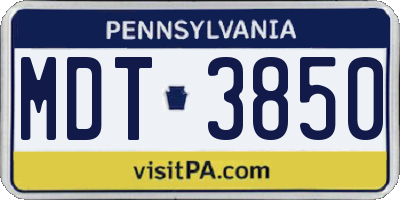 PA license plate MDT3850