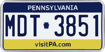 PA license plate MDT3851