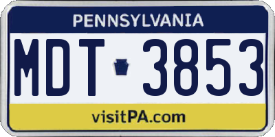 PA license plate MDT3853