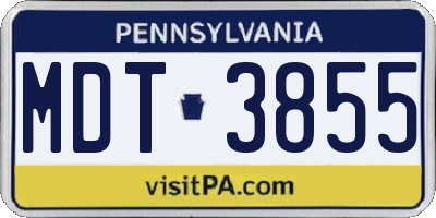 PA license plate MDT3855