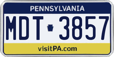 PA license plate MDT3857