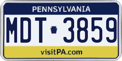 PA license plate MDT3859