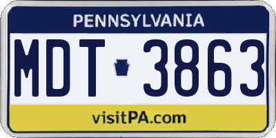 PA license plate MDT3863