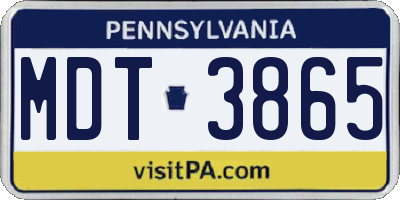 PA license plate MDT3865