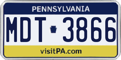 PA license plate MDT3866