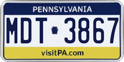 PA license plate MDT3867