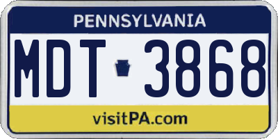 PA license plate MDT3868