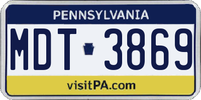 PA license plate MDT3869