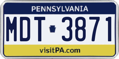 PA license plate MDT3871