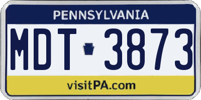 PA license plate MDT3873