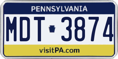 PA license plate MDT3874