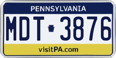 PA license plate MDT3876