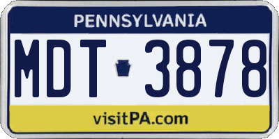 PA license plate MDT3878