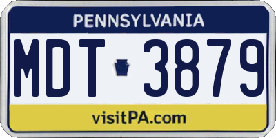 PA license plate MDT3879