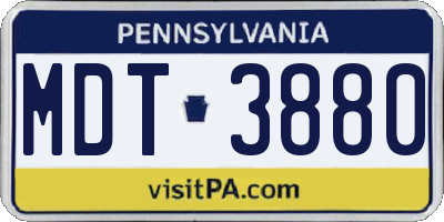 PA license plate MDT3880