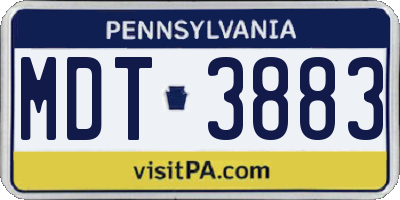 PA license plate MDT3883