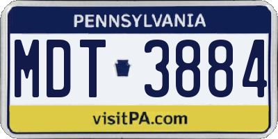 PA license plate MDT3884