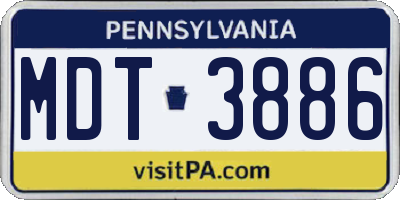 PA license plate MDT3886
