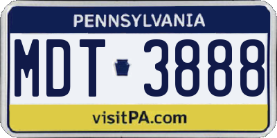 PA license plate MDT3888