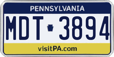 PA license plate MDT3894