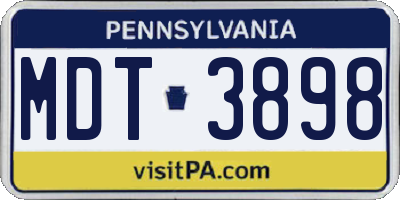 PA license plate MDT3898