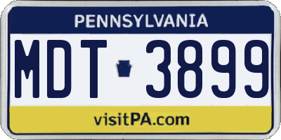 PA license plate MDT3899