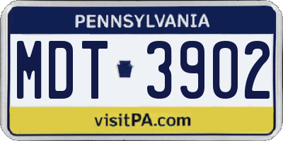 PA license plate MDT3902