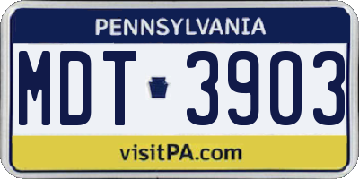 PA license plate MDT3903