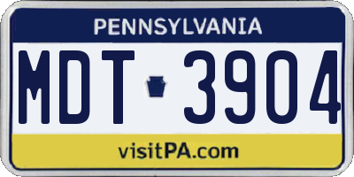 PA license plate MDT3904