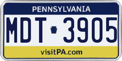 PA license plate MDT3905