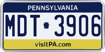 PA license plate MDT3906