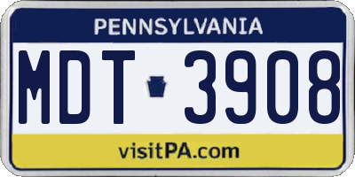 PA license plate MDT3908