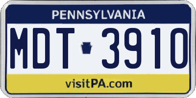 PA license plate MDT3910