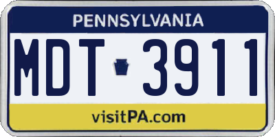 PA license plate MDT3911