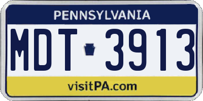 PA license plate MDT3913