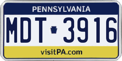 PA license plate MDT3916