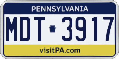 PA license plate MDT3917