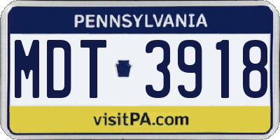 PA license plate MDT3918