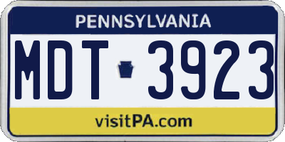 PA license plate MDT3923