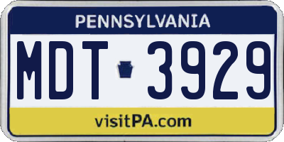 PA license plate MDT3929
