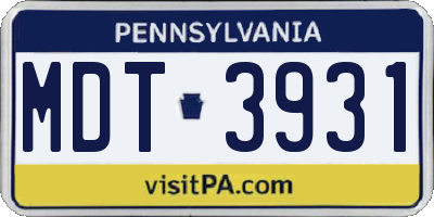 PA license plate MDT3931